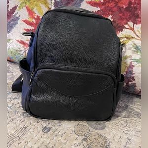 Leather casual all-match backpack black